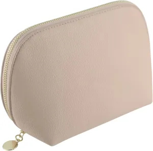 Small Travel Cosmetic Bag Portable Makeup Bag PU Leather Makeup Pouch for Women (PU leather, Light apricot)