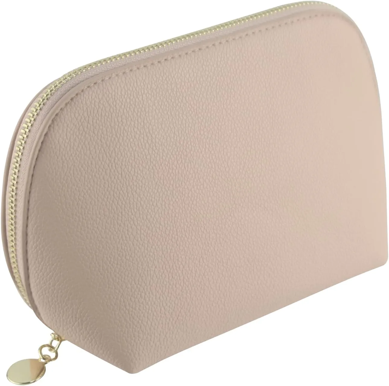 Small Travel Cosmetic Bag Portable Makeup Bag PU Leather Makeup Pouch for Women (PU leather, Light apricot)
