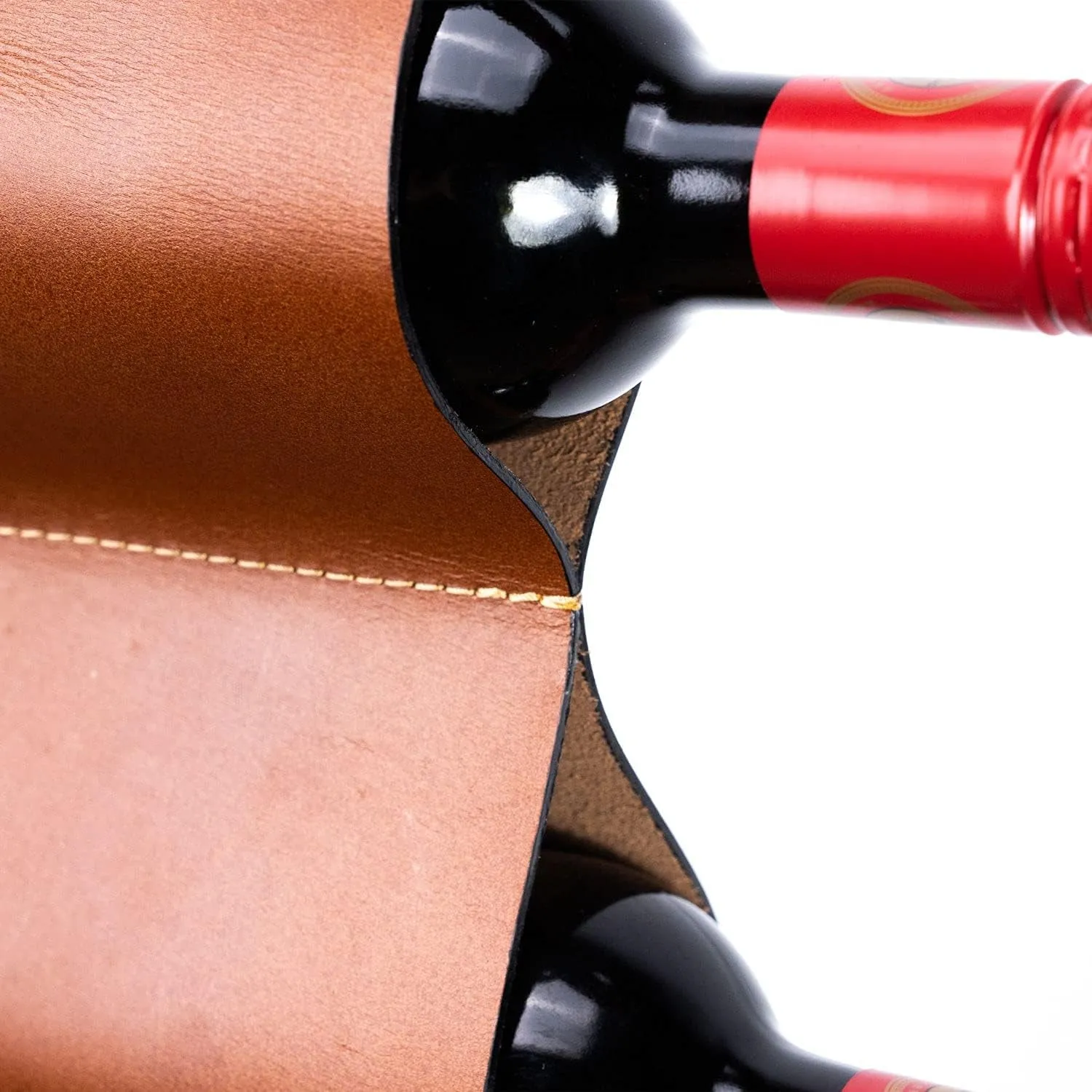 Small Wine Rack - 3 Bottle Wall Mounted Wine Rack, Space Saving Wine Rack, Leather Wall Wine Rack, Wine Gifts for Wine Lovers, Wine Bottle Holder, Leather Magazine Rack