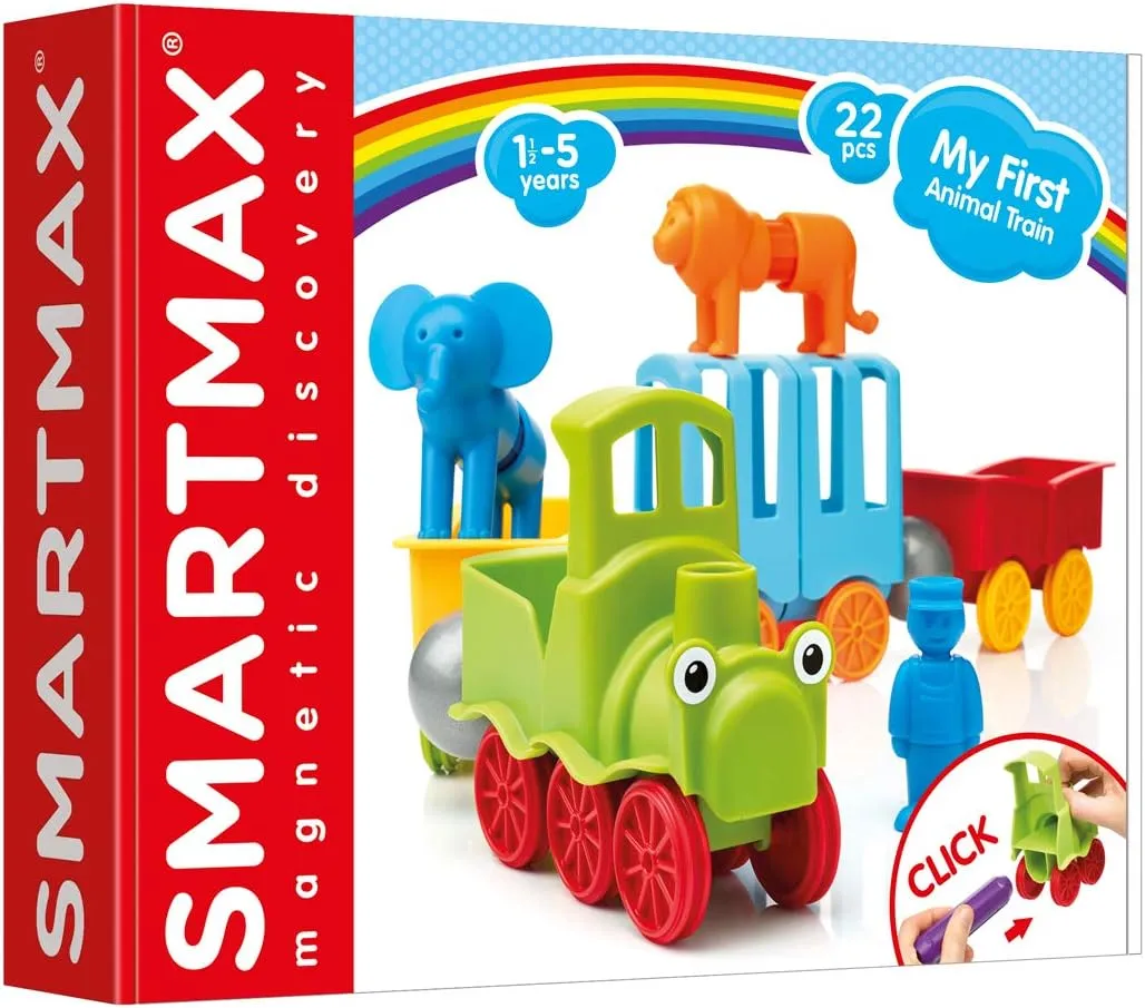 SmartMax My First Animal Train STEM Magnetic Discovery Play Set with Moving Train and Soft Animals for Ages 1-5