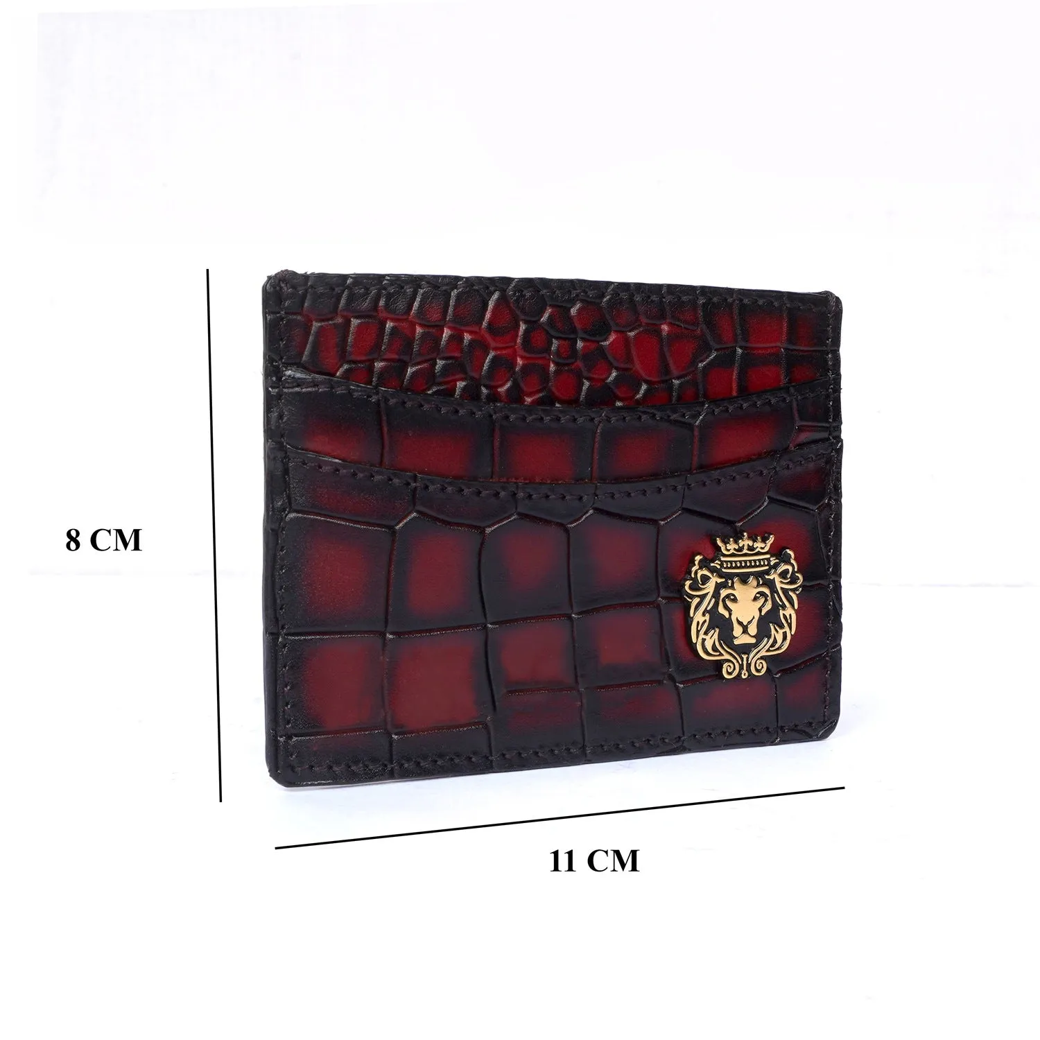 Smokey Finish Card Holder in Wine Deep Cut Leather
