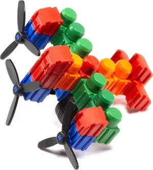 Snapo Jr. Advanced Builder's Kit - 80 pcs - Colorful Blocks & Wheels, Connect On All 6 Sides, 3D Building Toy, Snap-Slide-Rotate, Toddlers Kids 18mo 