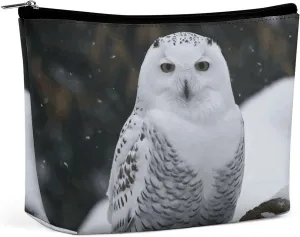 Snow Owl Travel Makeup Bag Large Toiletry Bag for Women Waterproof Cosmetic Bags for Purse Portable Makeup Organizer Bags Cute Zipper Pouch Cosmetic Pouch Funny Travel Makeupbag