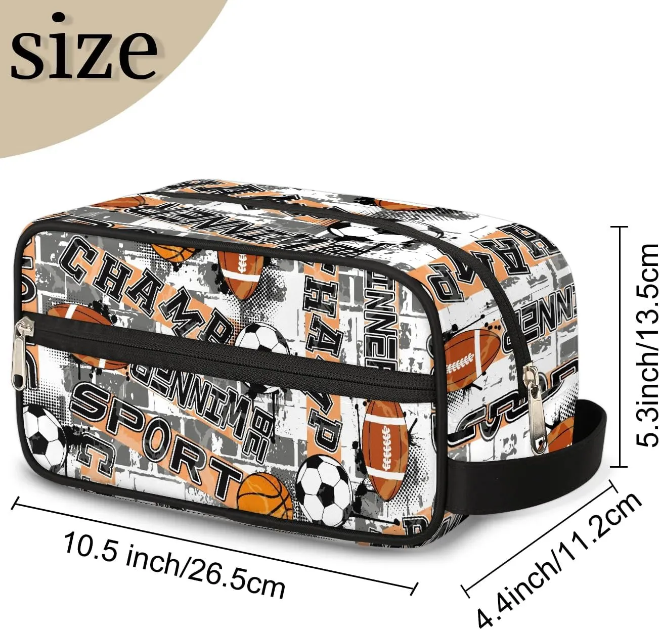 Soccer Ball Travel Toiletry Bag for Kids, Waterproof Hanging Wash Bag Dopp Kit for Boys Shaving Bag for Toiletries Accessories