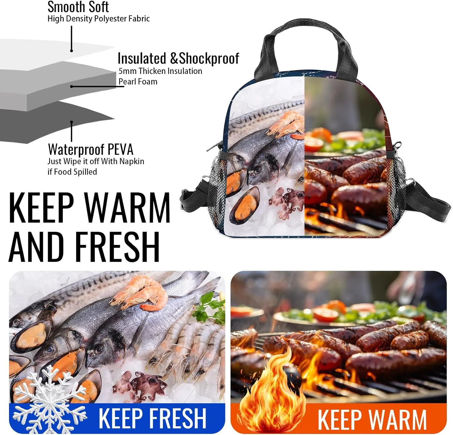 Soccer Lunch Box for Girl Boy,Soccer Lunch tote bag for Student Sports Camping,soccer Lunch Bag for School Work Office Travel Beach Picnic Hiking