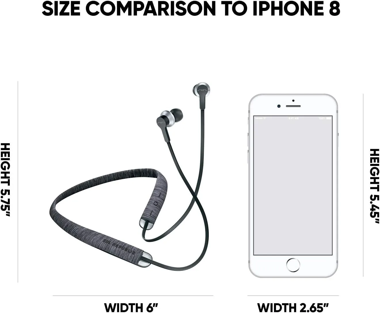 Sol Republic Shadow Fusion Bluetooth Earbuds, Black 10-Hour Playtime Comfortable Knit Tech Fiber Collar Magnetic Connection Earbuds Flexible Compact Storage Convenient Carrying Case
