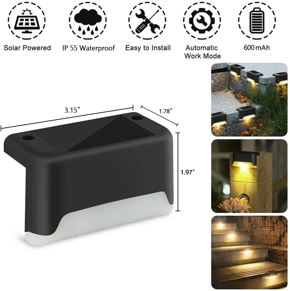 Solar Deck Lights - 16 PCs Outdoor, Waterproof, Garden Decorative Solar Step Lights for Patio, Porch, Stairs, Yard, Driveway, Pathway (Cool White, 16-Pack)