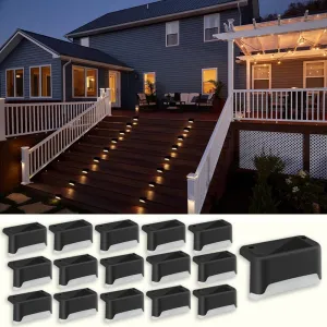 Solar Deck Lights - 16 PCs Outdoor, Waterproof, Garden Decorative Solar Step Lights for Patio, Porch, Stairs, Yard, Driveway, Pathway (Cool White, 16-Pack)