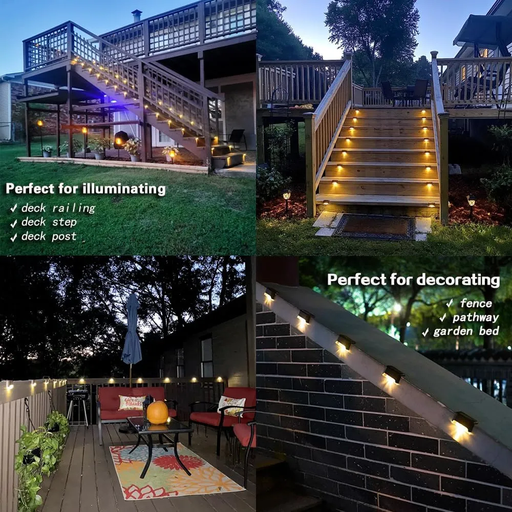 Solar Deck Lights - 16 PCs Outdoor, Waterproof, Garden Decorative Solar Step Lights for Patio, Porch, Stairs, Yard, Driveway, Pathway (Cool White, 16-Pack)