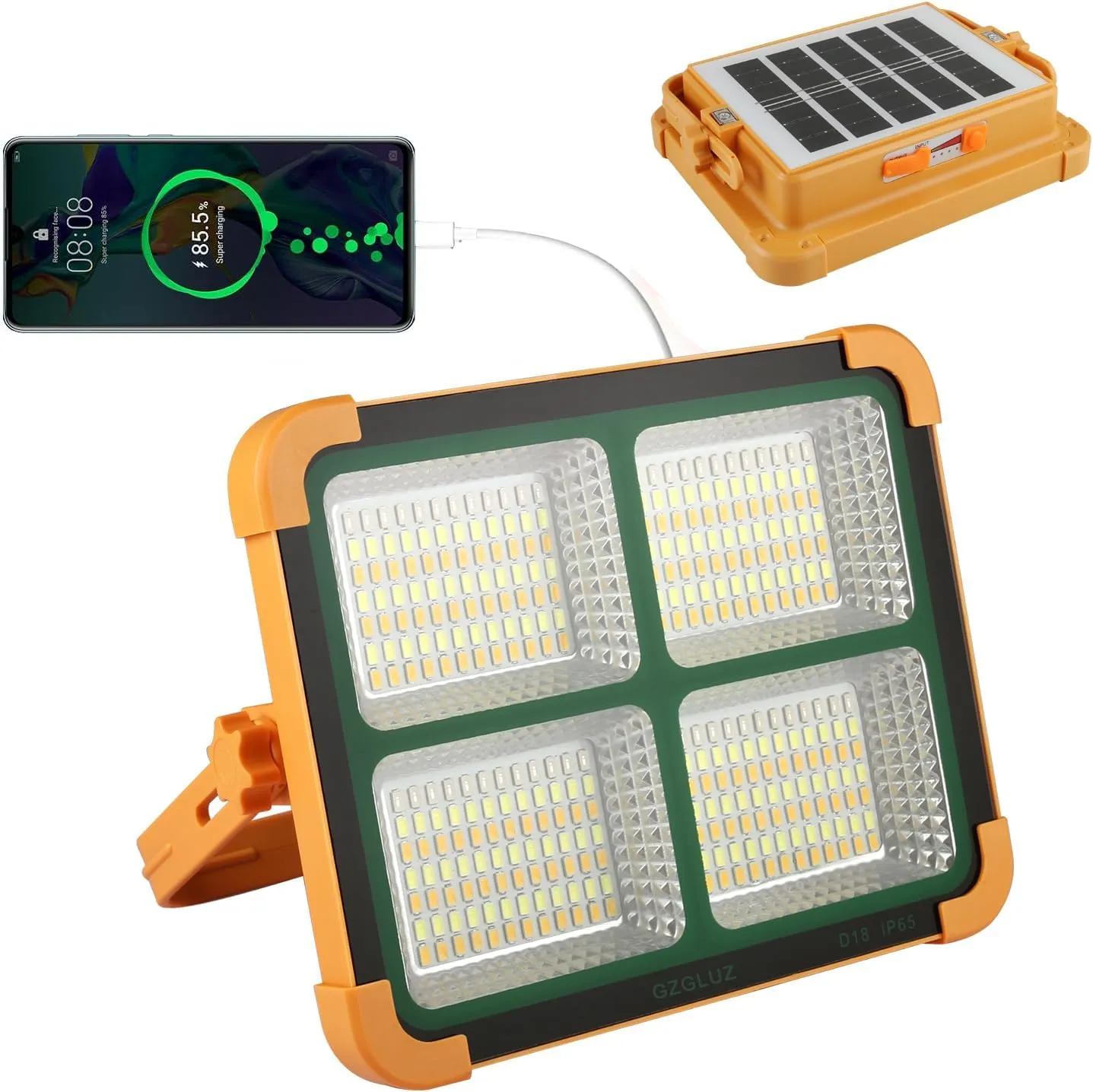 Solar Portable Rechargeable Work Light,16500mAh 120W Magnetic Flood Battery Work Light 10000LM Outedoor LED Camping Lights IP66 Waterproof for Job Site Repair,Camping, Hiking, Emergency