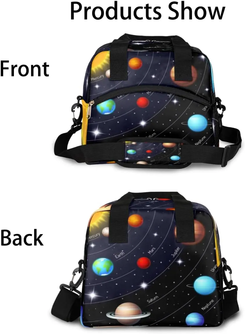 Solar System Planet Insulated Lunch Bag for Women Men Adult Kids Reusable Freezable Lunch Tote Bag Organizer Universe Galaxy Cooler Lunch Box with Adjustable Shoulder Strap for Work School and Picnic