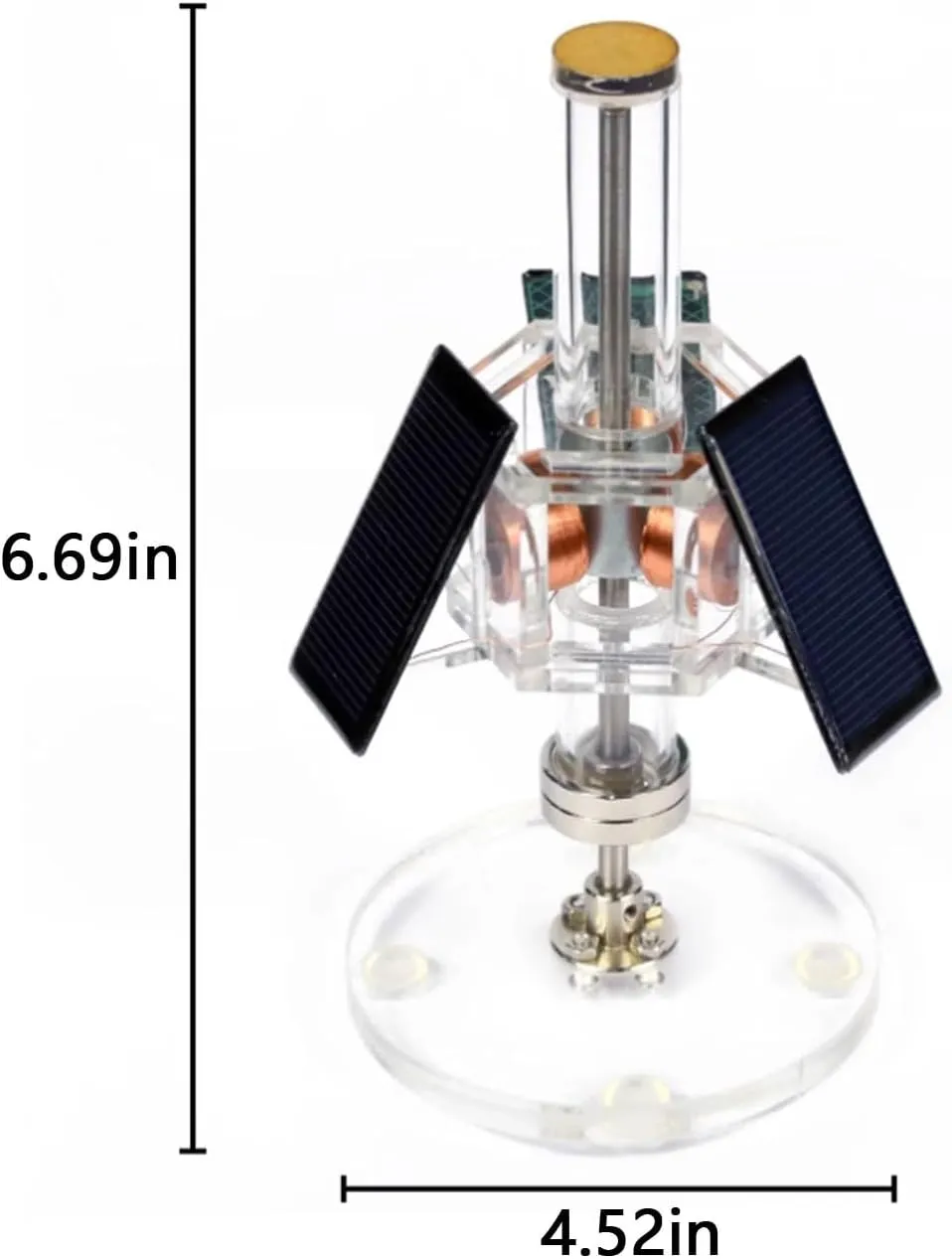 Solar Three-Sided/Nine-Sided Vertical Brushless Motor Perpetual Motion Machine, Tree-Shaped Solar DIY Magnetic Levitation Motor, Student Science Experiment Toys(Three Sides)