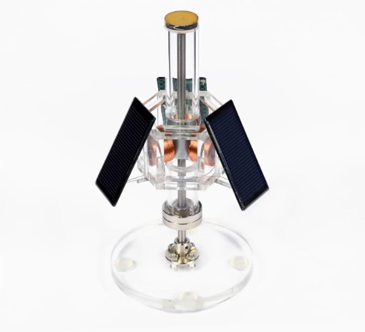 Solar Three-Sided/Nine-Sided Vertical Brushless Motor Perpetual Motion Machine, Tree-Shaped Solar DIY Magnetic Levitation Motor, Student Science Experiment Toys(Three Sides)
