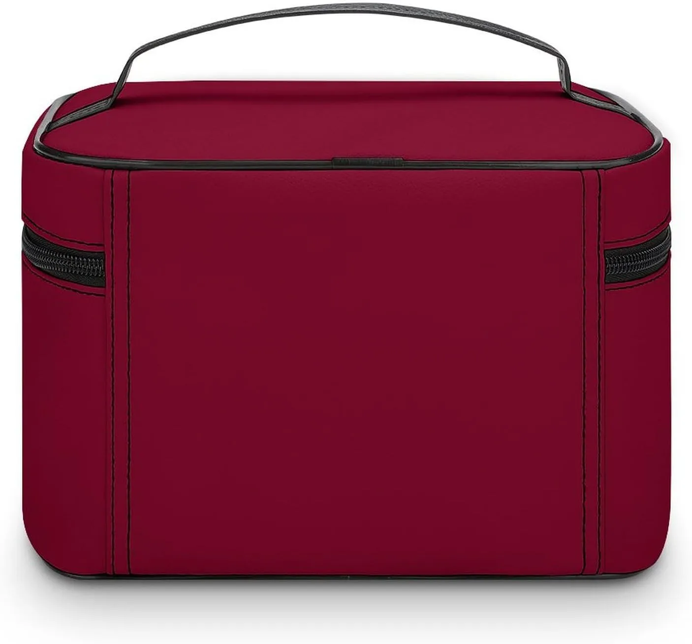 Solid Color Burgundy Maroon Makeup Bag, Portable Travel Cosmetic Case Zipper Toiletry Bag for Women Girls