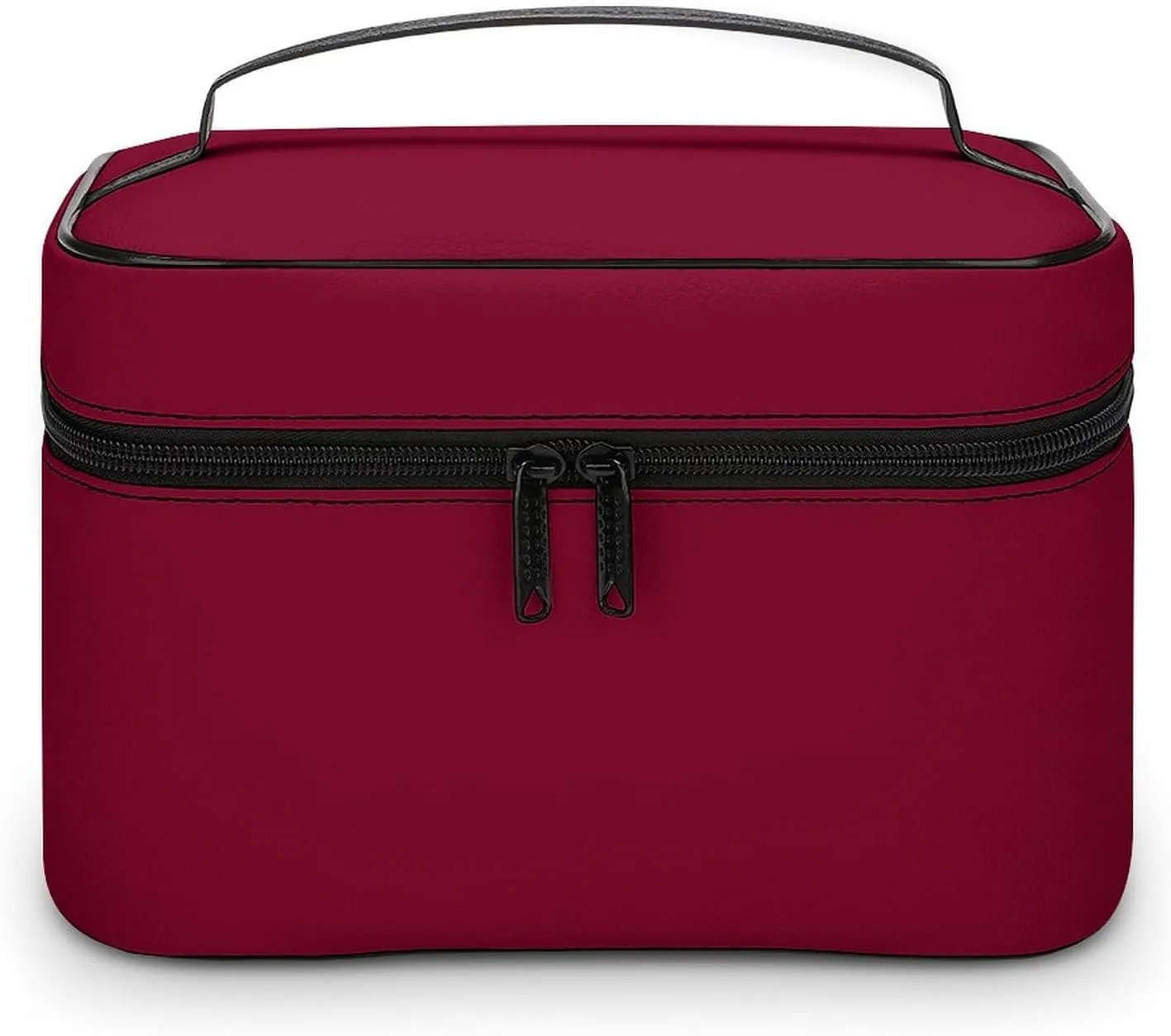 Solid Color Burgundy Maroon Makeup Bag, Portable Travel Cosmetic Case Zipper Toiletry Bag for Women Girls