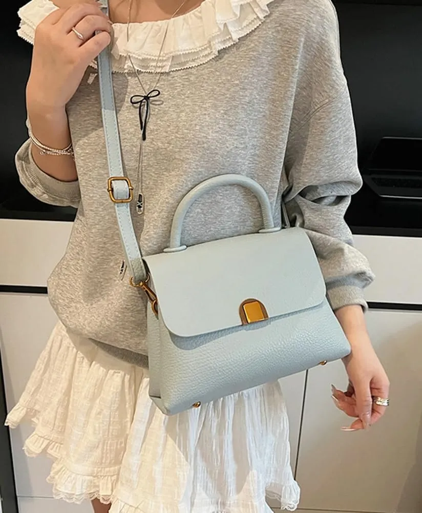 Solid Color Soft PU Leather Small Square Bags Trendy Light Handbag Commuter Travel Cross Body Bag for Women 2025
