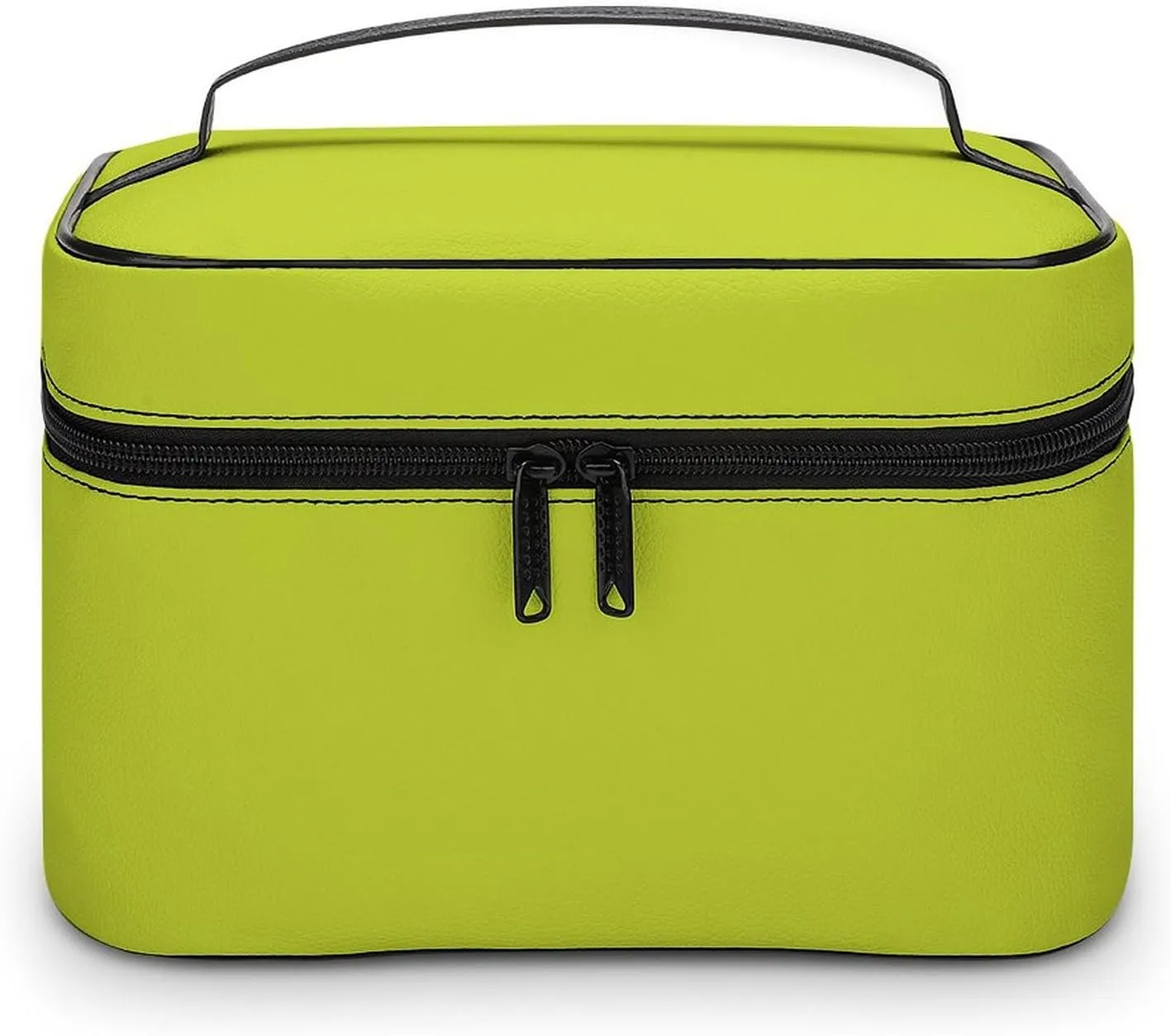 Solid Light Pear Green Makeup Bag, Portable Travel Cosmetic Case Zipper Toiletry Bag for Women Girls