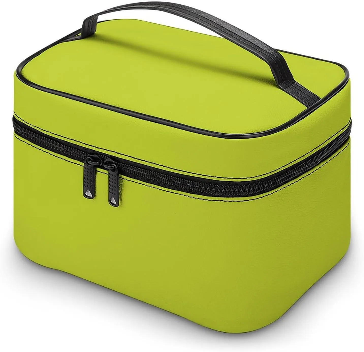 Solid Light Pear Green Makeup Bag, Portable Travel Cosmetic Case Zipper Toiletry Bag for Women Girls