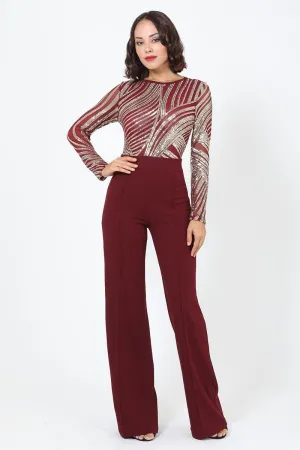 Sophisticated Gold Sequins Bodice Jumpsuit | S M L