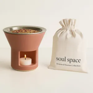 Soul Space Non Toxic Incense Holder/Burner & Incense Blends Starter Bundle| Scent Not Smoke: Zero Ash, Pure Aroma, Low-Smoke - Perfect for Heating Natural and Organic Incense | Color: Blush