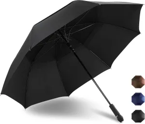 SoulRain 62 Inch Arc Umbrella Double Layer Vented Big Windproof Waterproof Umbrellas,Automatic Open Golf Umbrella for Men and Women and Family