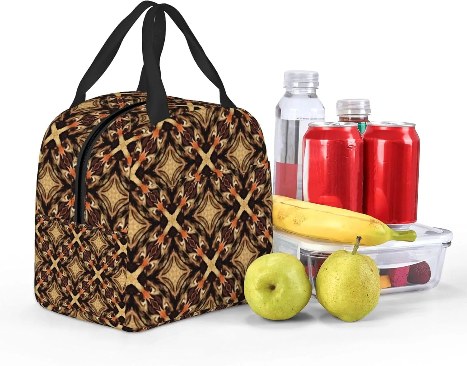 Southeast Asian Style Geometric Patterns Lunch Bag, Large Capacity Reusable Insulated Cooler Lunch Container For Work Office Picnic Or Travel