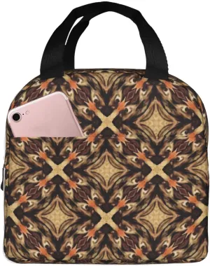 Southeast Asian Style Geometric Patterns Lunch Bag, Large Capacity Reusable Insulated Cooler Lunch Container For Work Office Picnic Or Travel