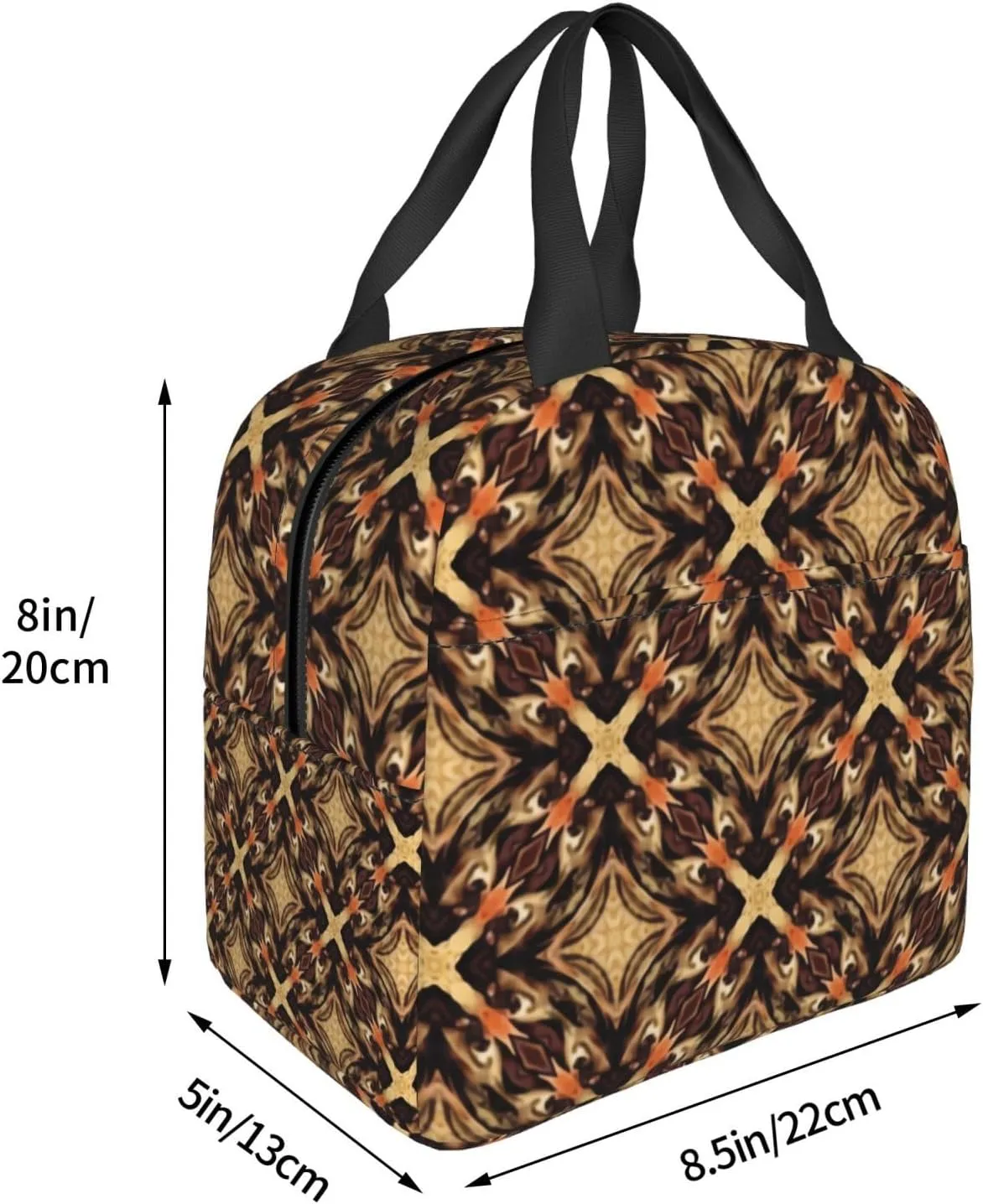 Southeast Asian Style Geometric Patterns Lunch Bag, Large Capacity Reusable Insulated Cooler Lunch Container For Work Office Picnic Or Travel