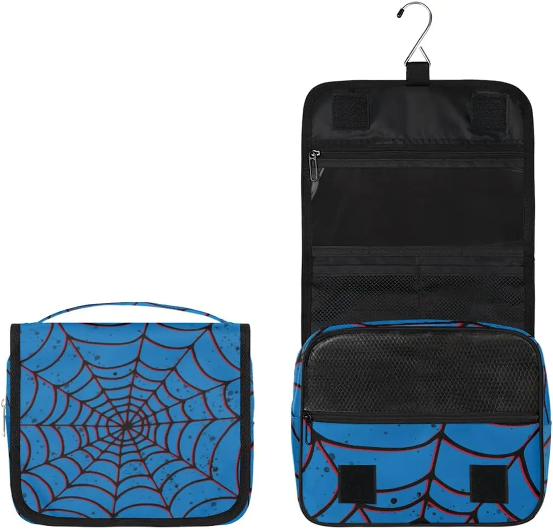 Spider Web Kids Hanging Toiletry Bag for Boys Shaving Bag Hanging Makeup Bag Waterproof Cosmetic Bag for Indoor & Outdoor Essential