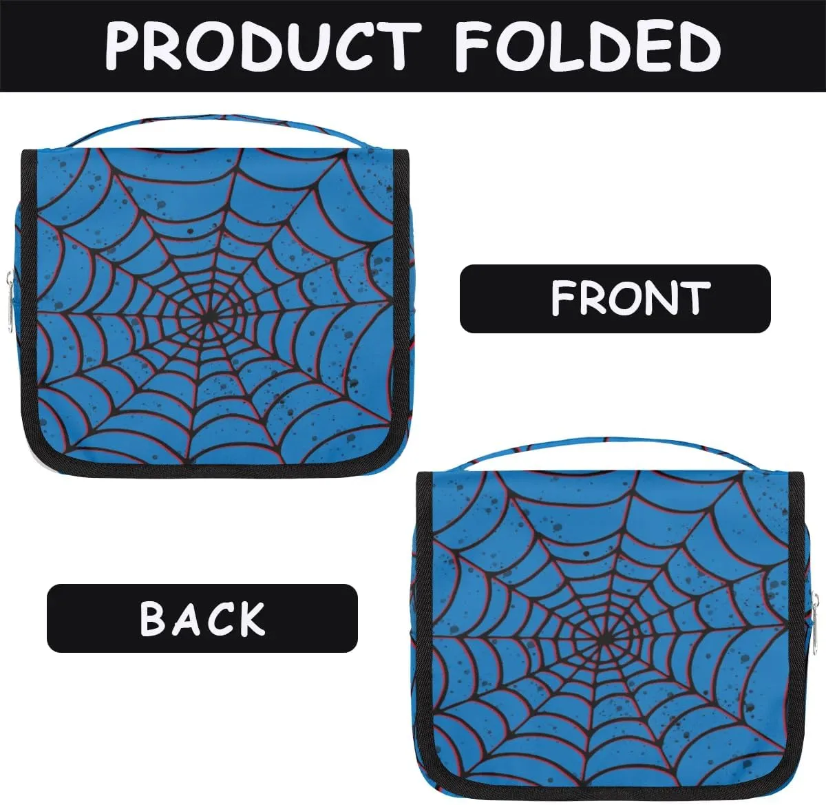 Spider Web Kids Hanging Toiletry Bag for Boys Shaving Bag Hanging Makeup Bag Waterproof Cosmetic Bag for Indoor & Outdoor Essential