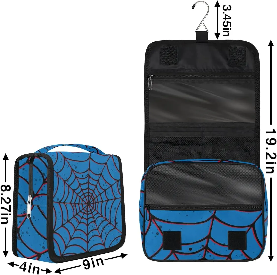 Spider Web Kids Hanging Toiletry Bag for Boys Shaving Bag Hanging Makeup Bag Waterproof Cosmetic Bag for Indoor & Outdoor Essential