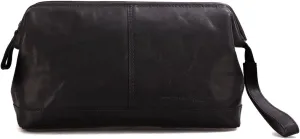 Spikes & Sparrow Leather Toiletry Bag with Zip Frame in Doctor's Style, Standard Size