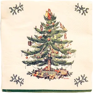 Spode Christmas Tree Disposable Paper Cocktail Napkins for Christmas Parties 40 Count
