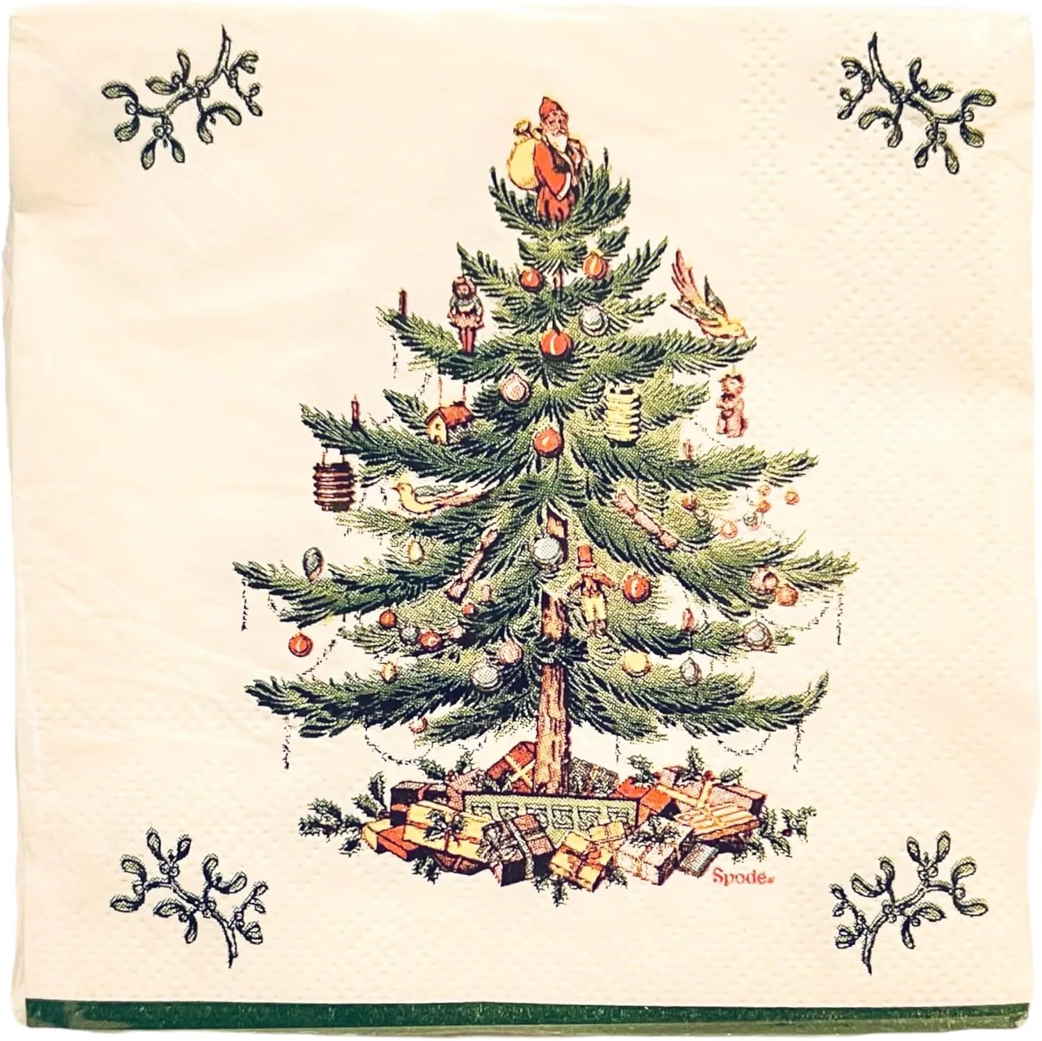 Spode Christmas Tree Disposable Paper Cocktail Napkins for Christmas Parties 40 Count