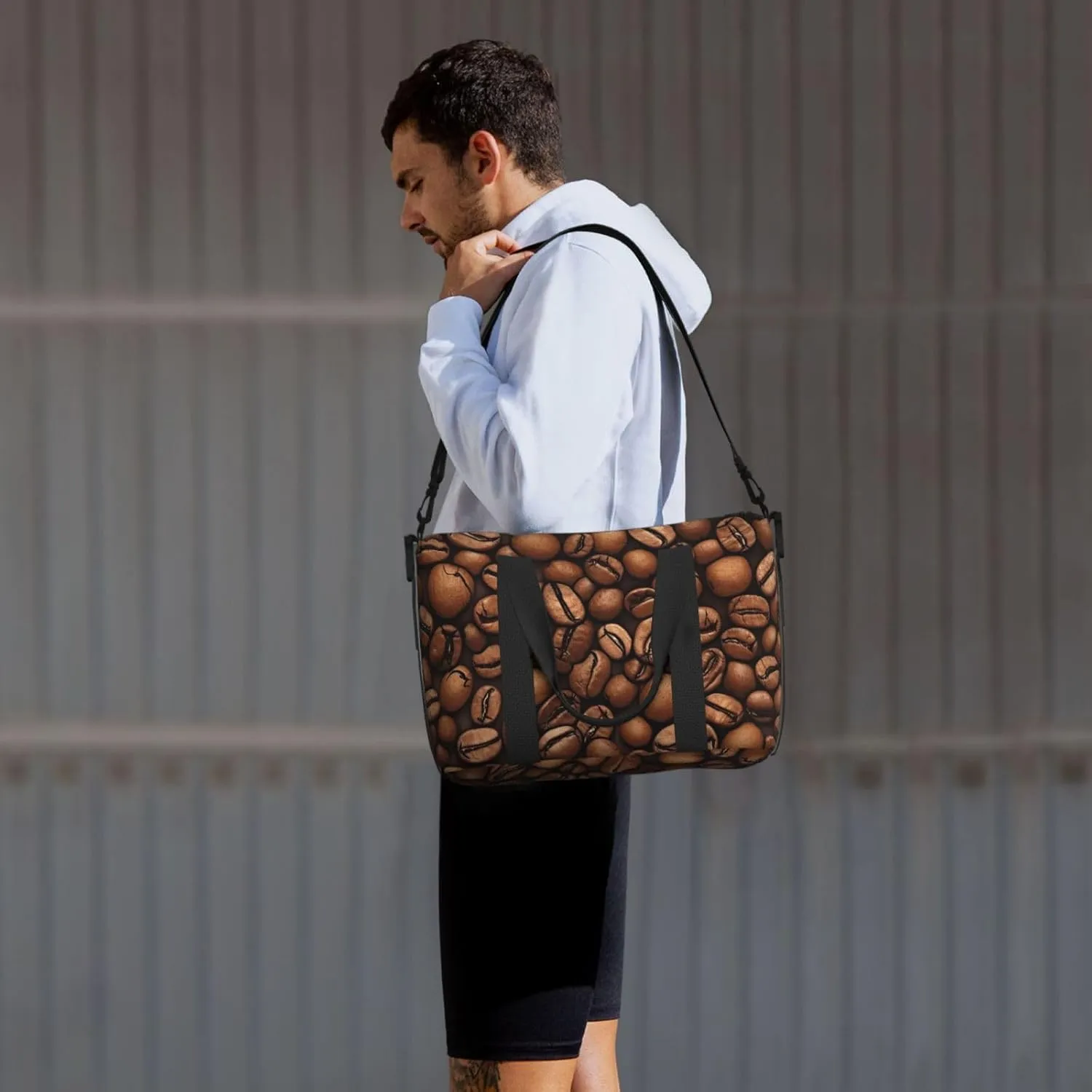 Sports Gym Bag for Women Men Travel Duffel Bag Tote Weekender Bag Carry on Overnight Bag for Travel Swimming Fitness Workout Sports Funny Roasted Coffee Beans Duffle Bag