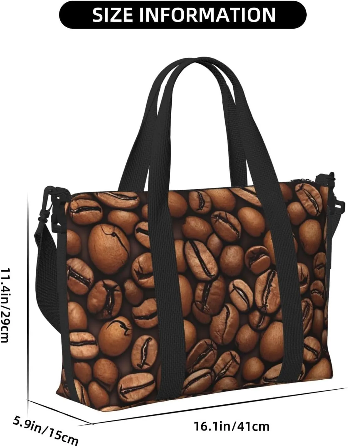 Sports Gym Bag for Women Men Travel Duffel Bag Tote Weekender Bag Carry on Overnight Bag for Travel Swimming Fitness Workout Sports Funny Roasted Coffee Beans Duffle Bag