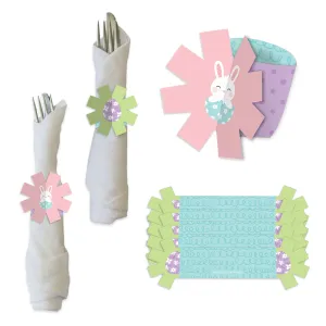 Spring Easter Bunny - Happy Easter Party Paper Napkin Holder - Napkin Rings - Set of 24