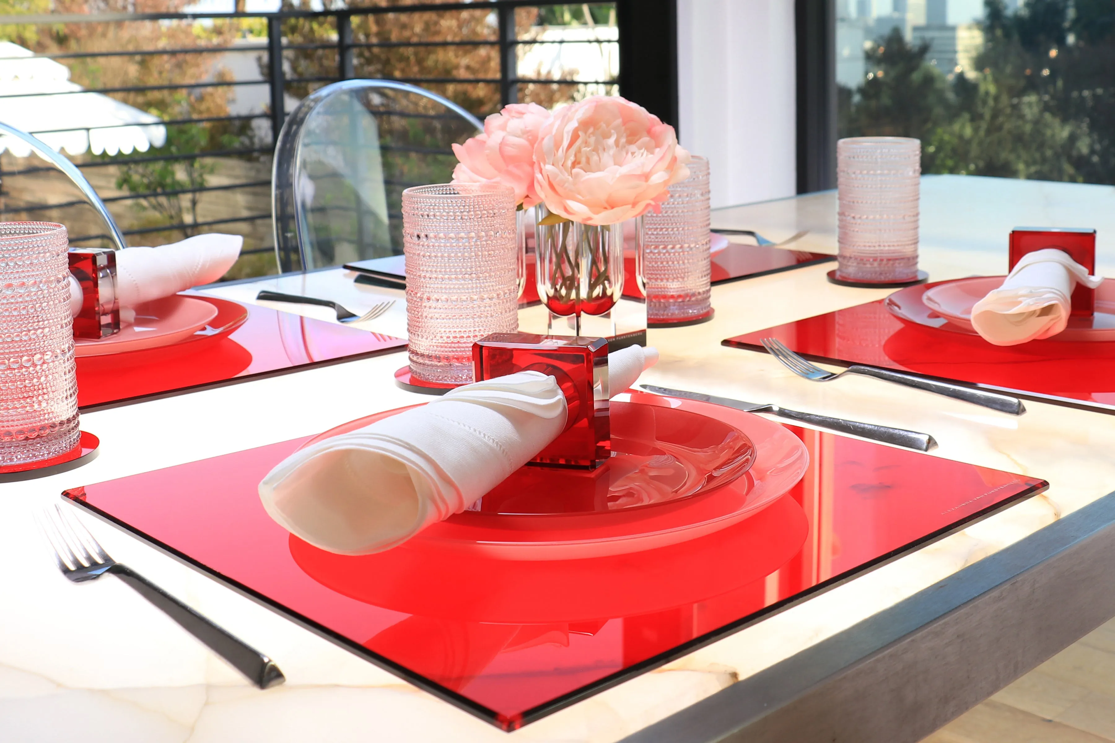 Square Placemat Set of 4 in Ruby