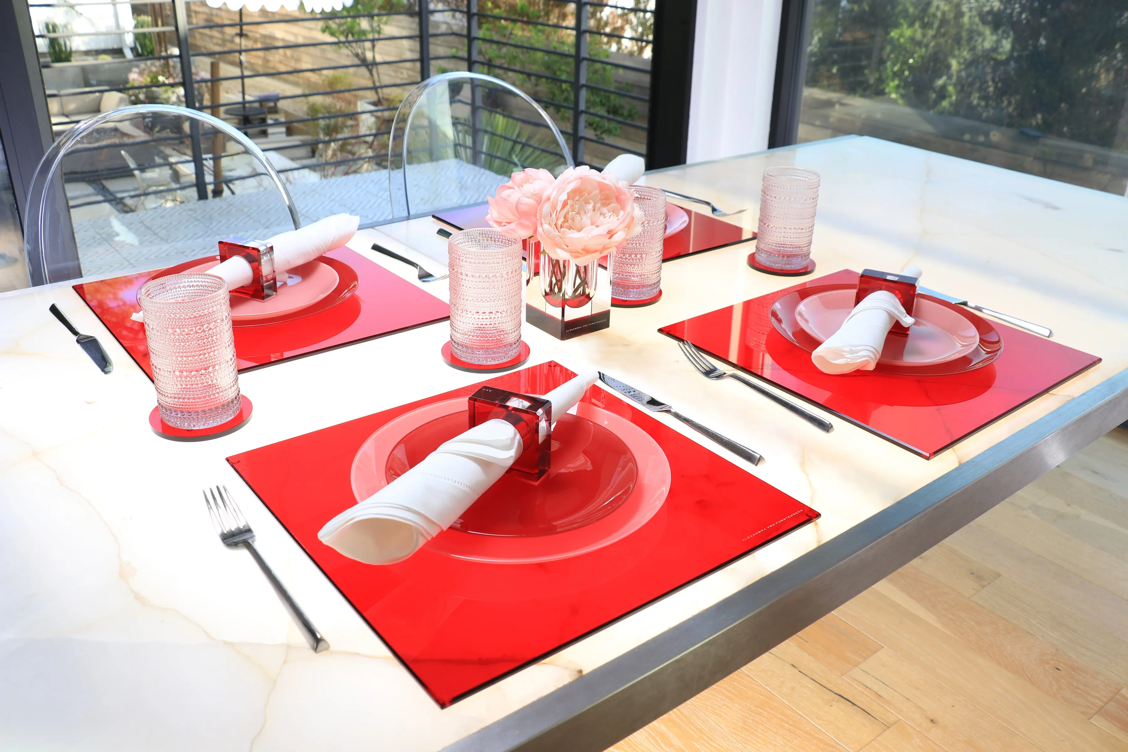 Square Placemat Set of 4 in Ruby