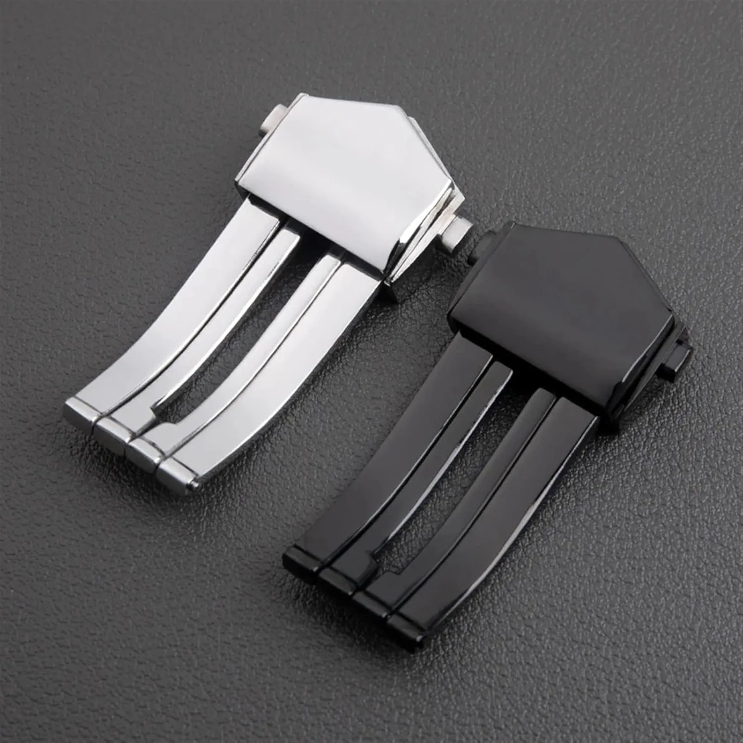 Stainless Steel Watch Buckle Thin Silicone Leather Fit For TAG Heuer Watchband 18mm 20mm Folding Clasp Double Button Accessories