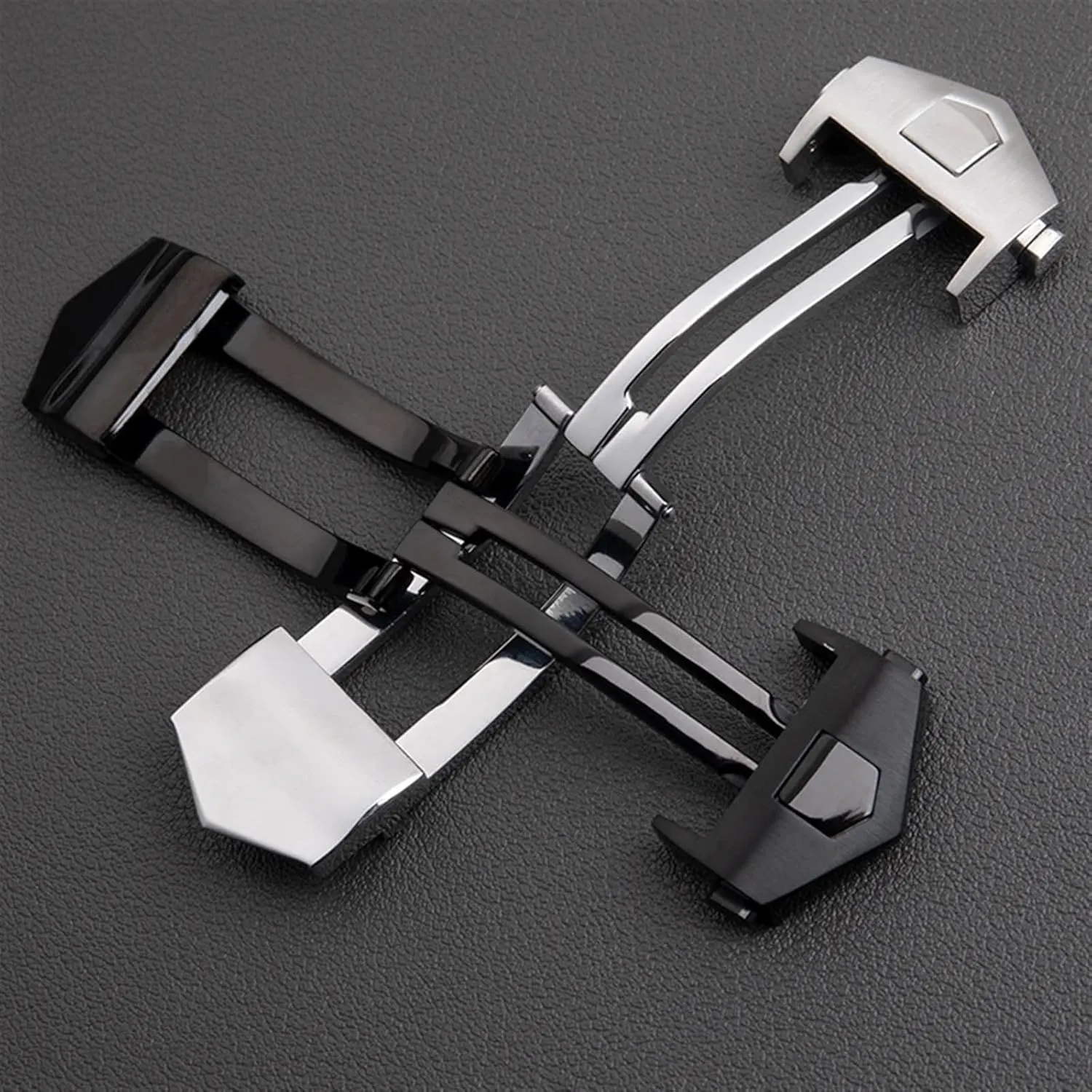 Stainless Steel Watch Buckle Thin Silicone Leather Fit For TAG Heuer Watchband 18mm 20mm Folding Clasp Double Button Accessories