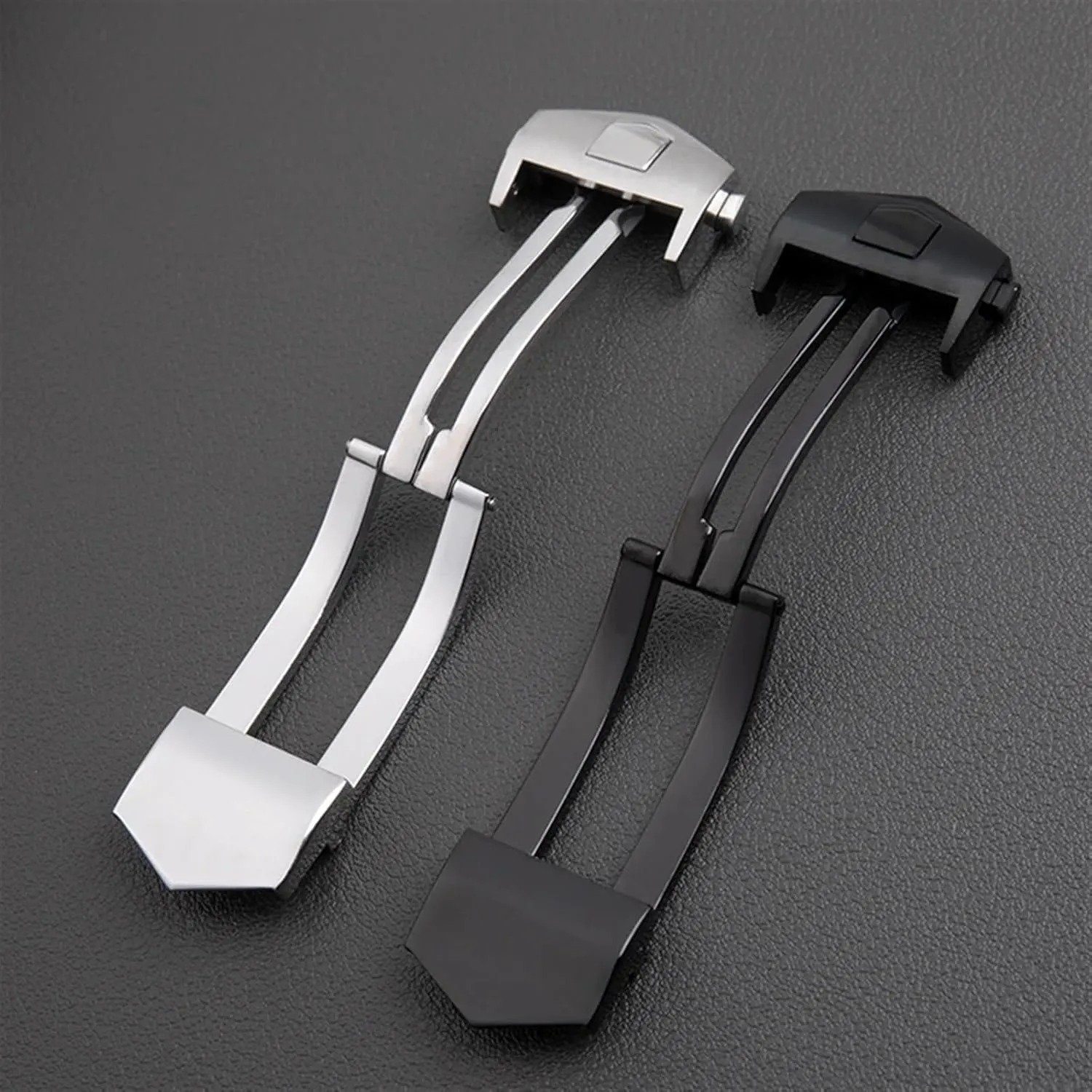 Stainless Steel Watch Buckle Thin Silicone Leather Fit For TAG Heuer Watchband 18mm 20mm Folding Clasp Double Button Accessories