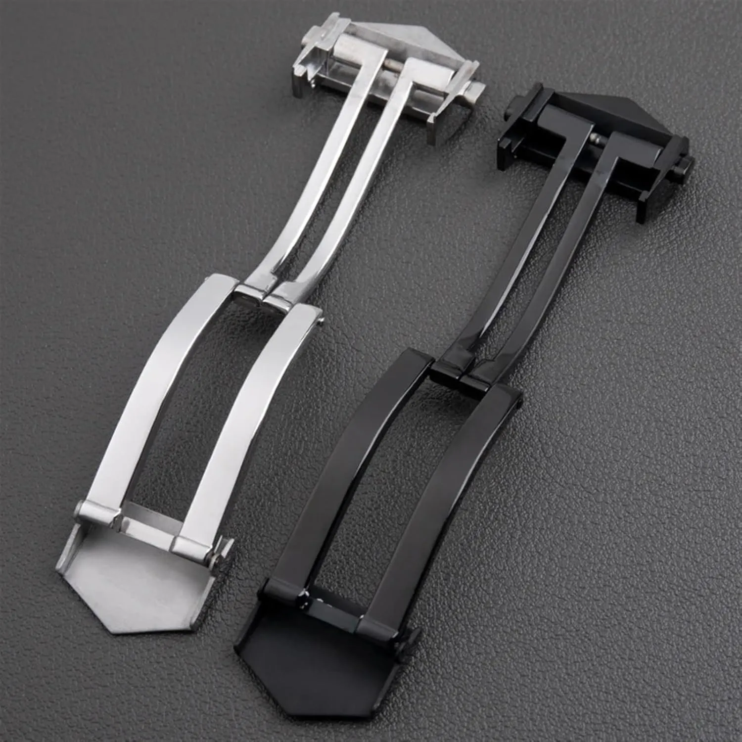 Stainless Steel Watch Buckle Thin Silicone Leather Fit For TAG Heuer Watchband 18mm 20mm Folding Clasp Double Button Accessories