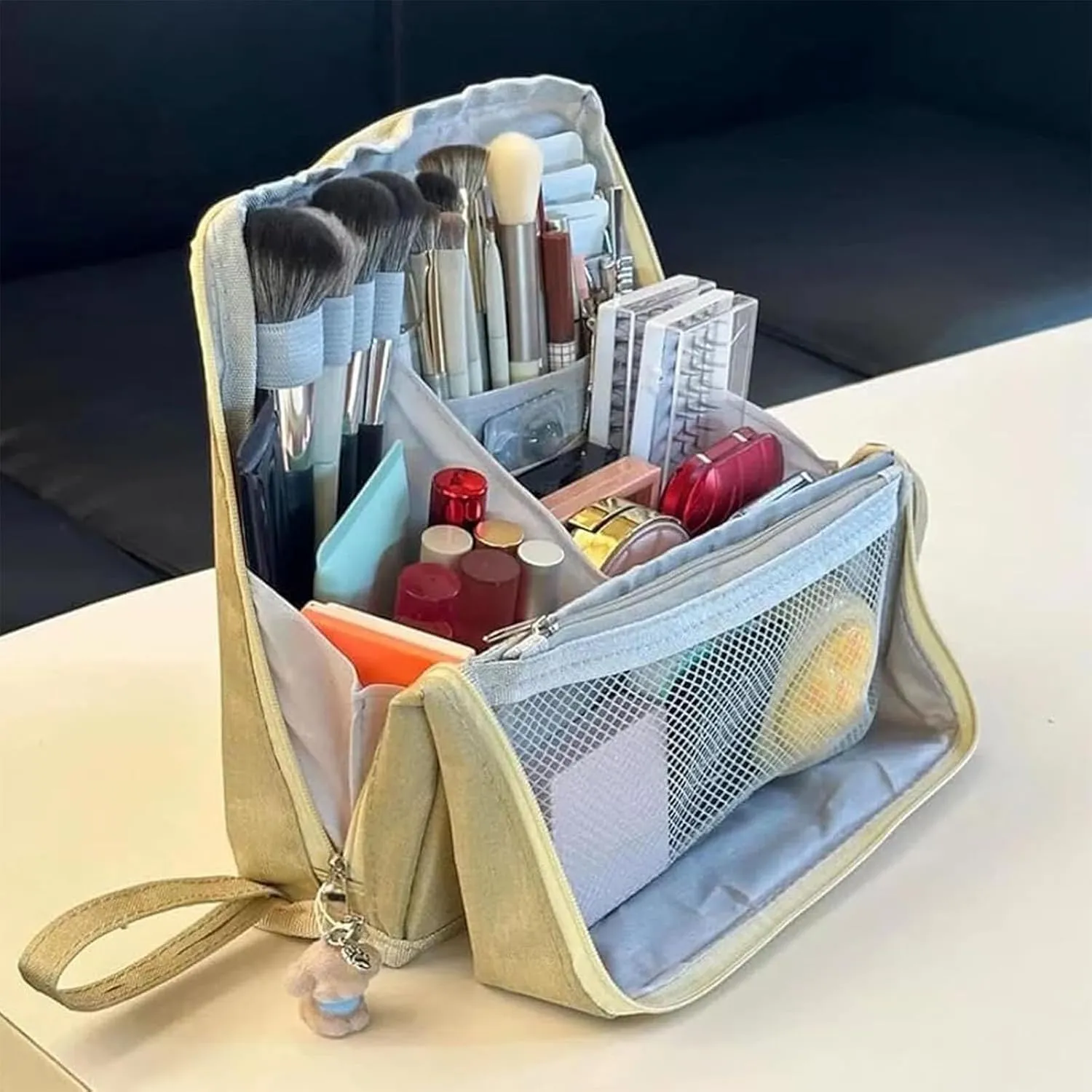 Standing Makeup Bag – Portable, Large Capacity, Multi-purpose Large Capacity Oxford Cloth Standing Makeup Bag (1 Red)