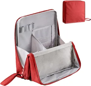 Standing Makeup Bag – Portable, Large Capacity, Multi-purpose Large Capacity Oxford Cloth Standing Makeup Bag (1 Red)