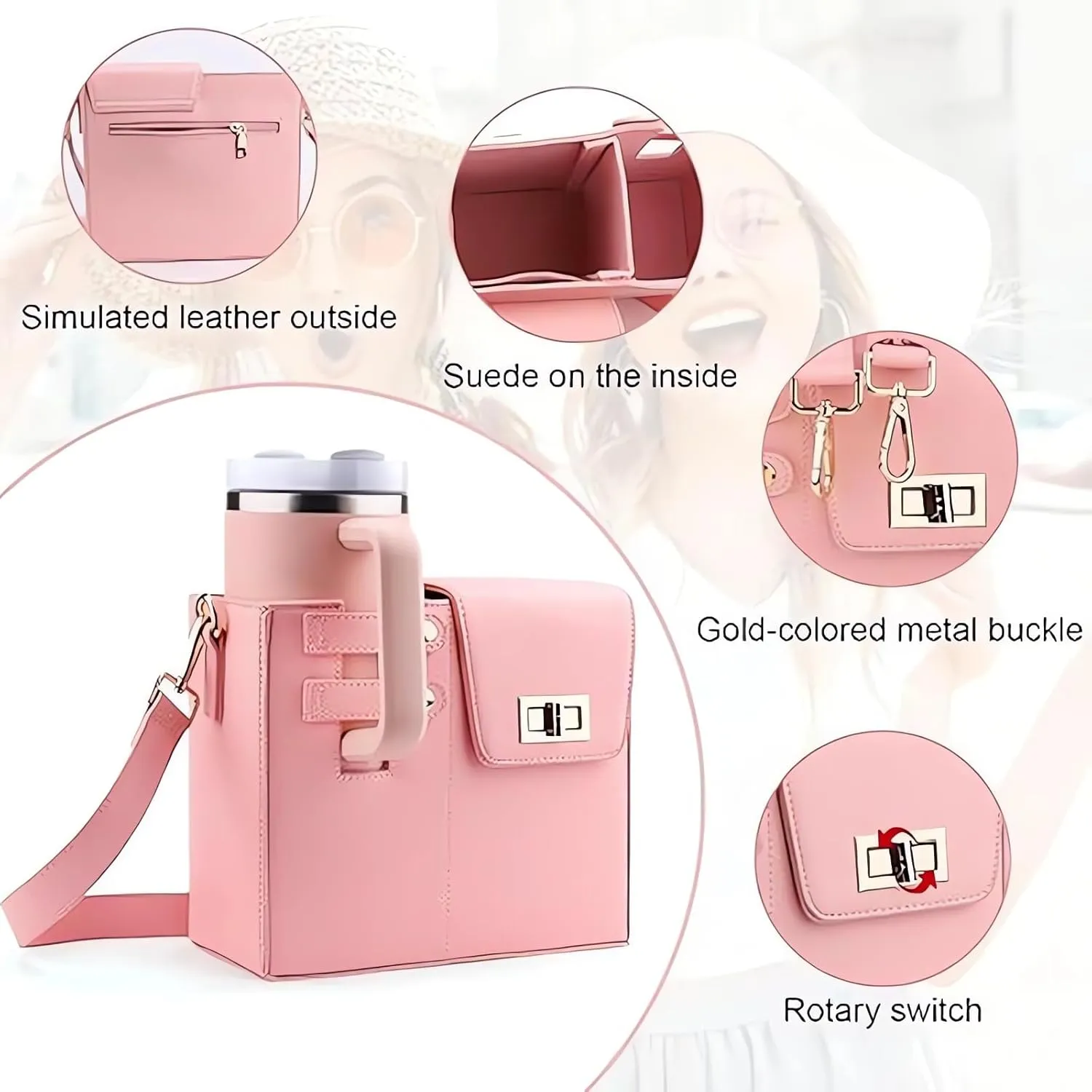 Stanley Cup Purse, Outdoor Portable Crossbody Water Cup Storage Bag, Crossbody Water Cup Holder Purse for Women Travel