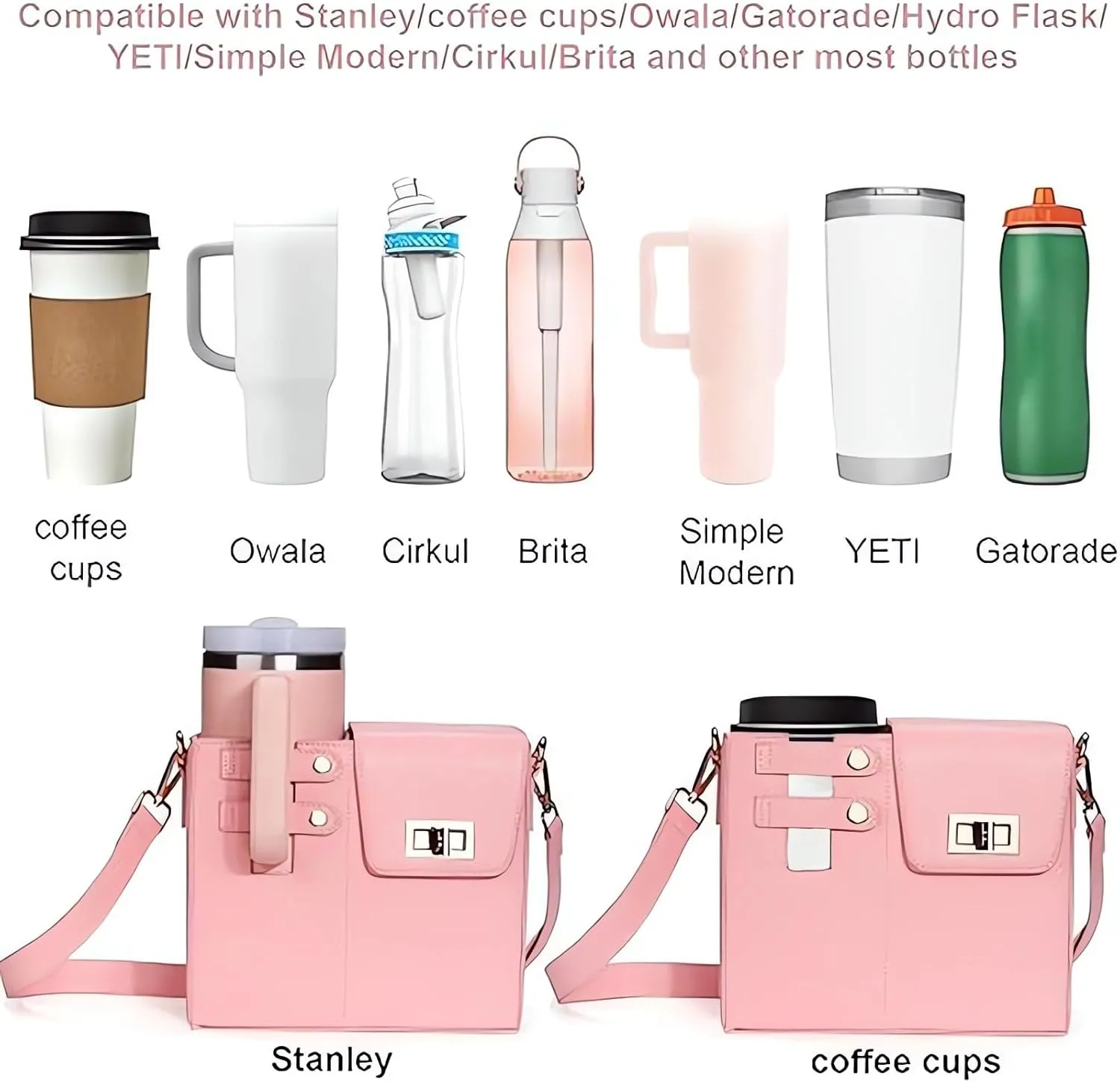 Stanley Cup Purse, Outdoor Portable Crossbody Water Cup Storage Bag, Crossbody Water Cup Holder Purse for Women Travel