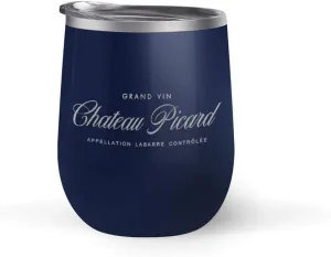 Star Trek: Picard Chateau Picard Logo 12 oz Stainless Steel Wine Tumbler with Straw (Navy) - Officially Licensed