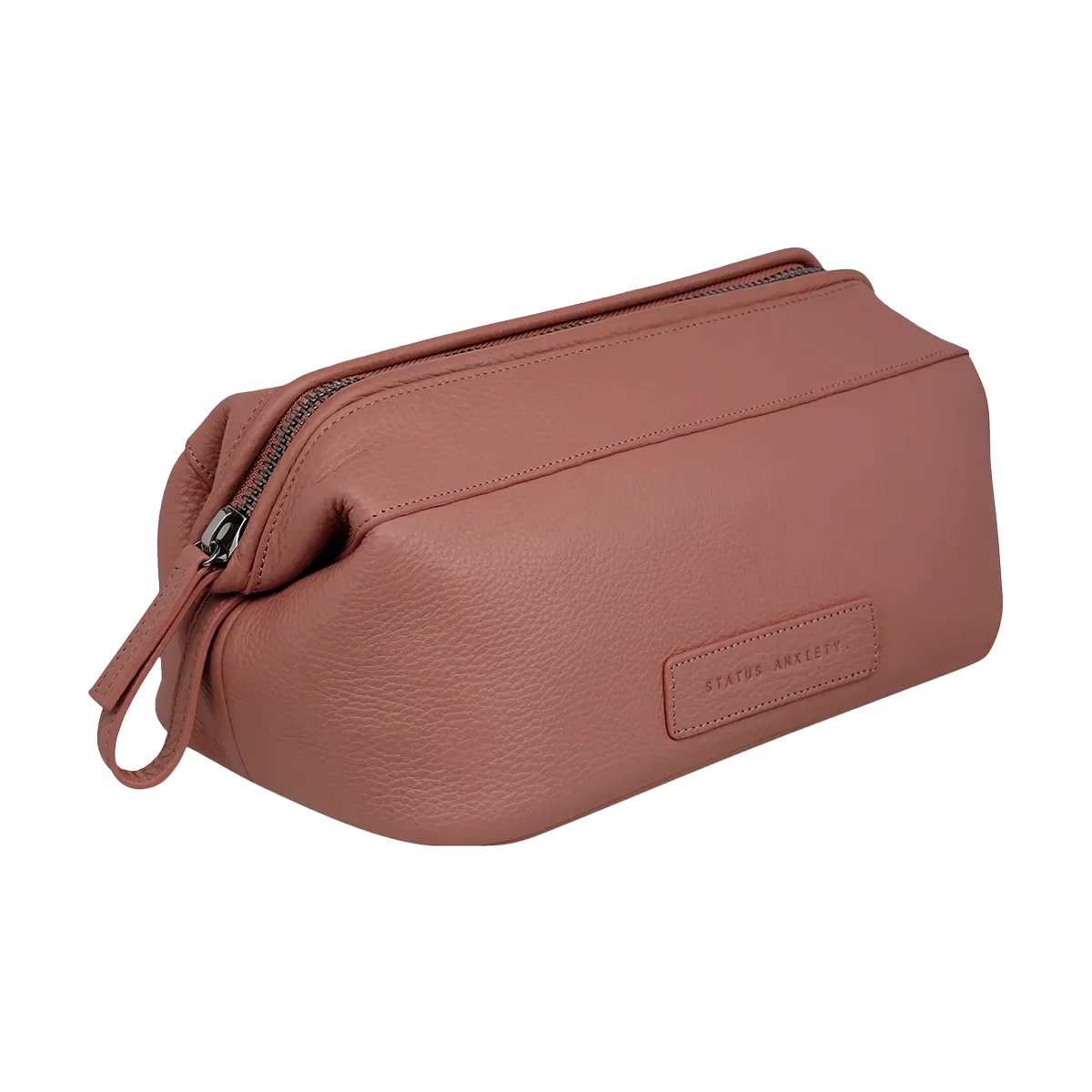 Status Anxiety leather toiletry bag dusty rose large