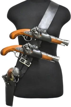 Steampunk Pirate Flintlock Holster Medieval PU Leather Pistol Holster Gun Holder Renaissance Revolver Bag for Cosplay